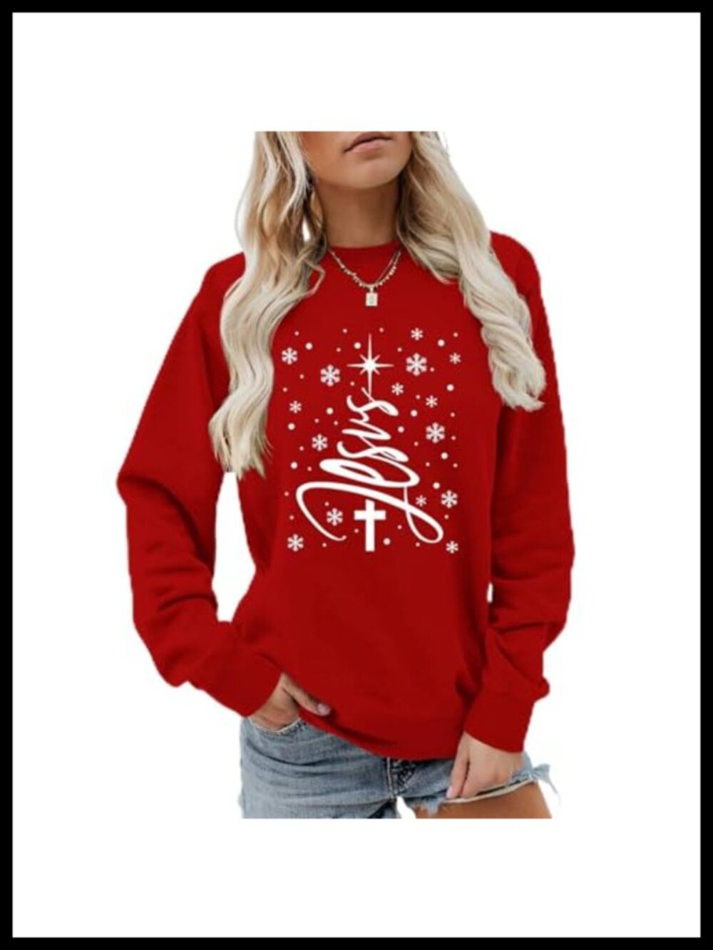 Jesus Christmas Sweatshirt Women Religious Christian Vintage Tree Pullover